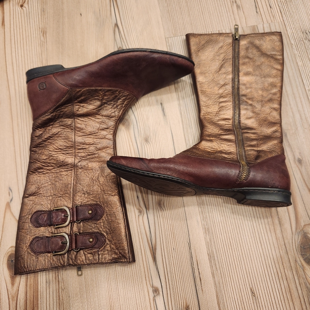 Born Leather Knee High Rider Zip Up Boot - Picture 3 of 16